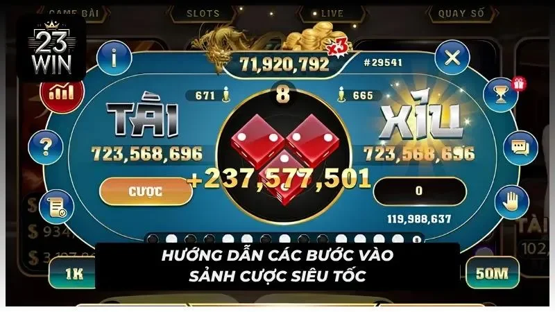 Minh họa giao diện tham gia sảnh Tài Xỉu trên nền tảng trực tuyến