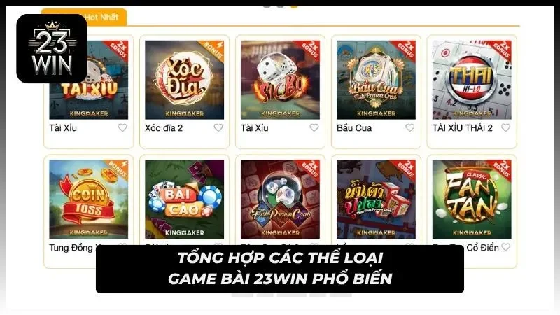 Danh mục bài lá được phân chia theo nhiều phong cách thi đấu
